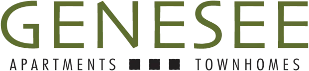 GENESEE APARTMENTS TOWNHOMES logo in green and grey text.